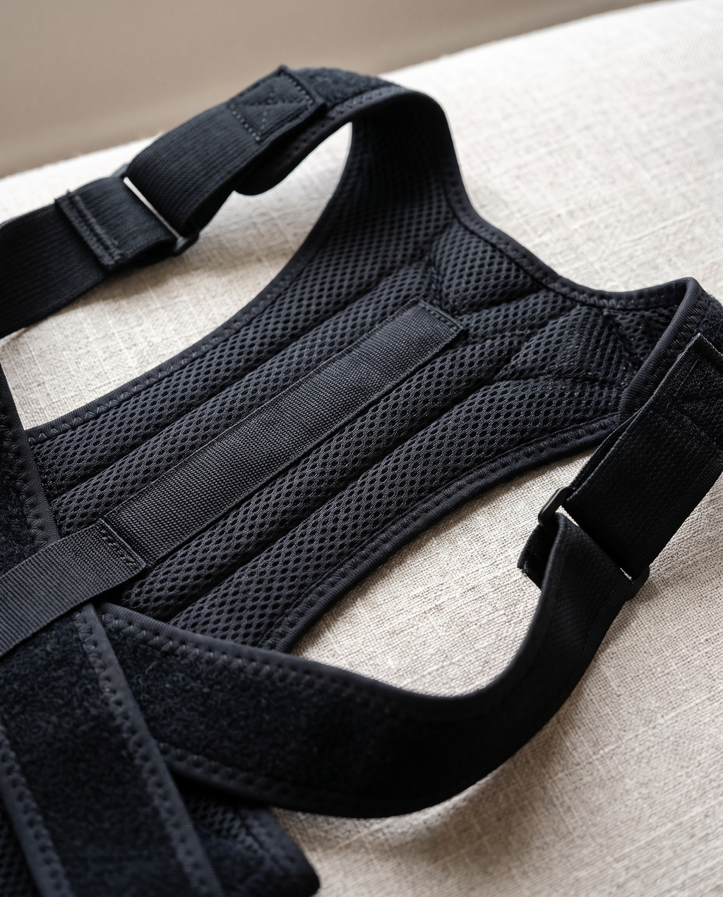 Close-up of the breathable mesh panels and adjustable straps
