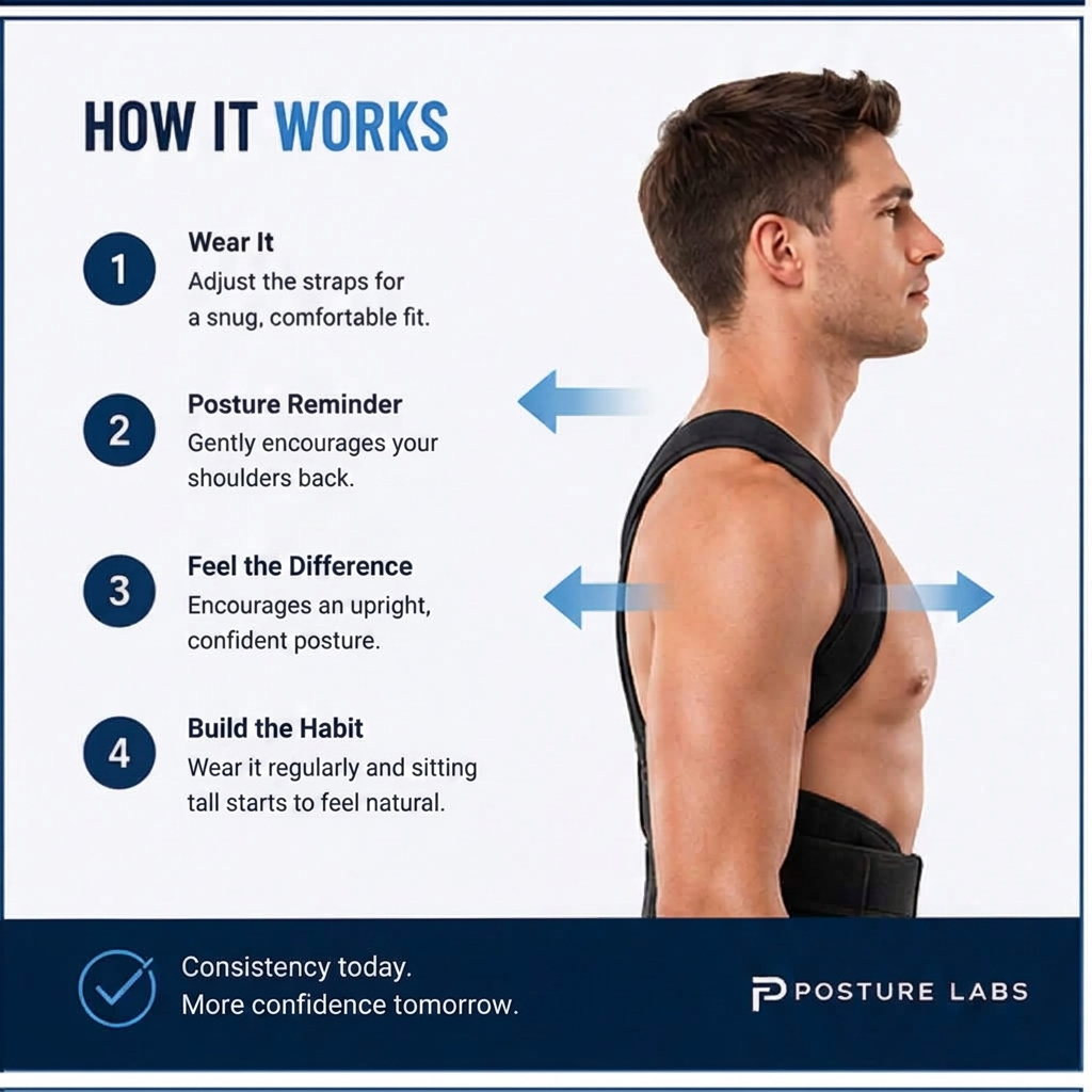 How the Posture Labs corrector works in four simple steps